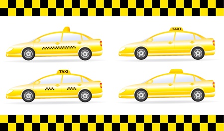  cabs set and taxi sign on white backgroundのイラスト素材