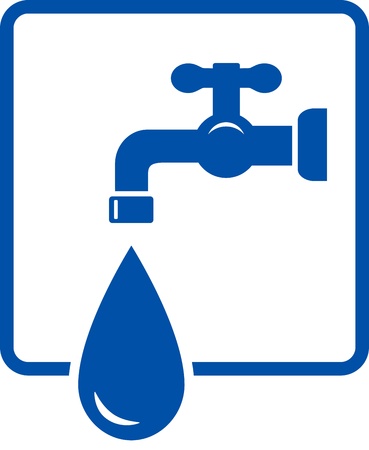 plumbing icon with tap and water drop on white backgroundのイラスト素材