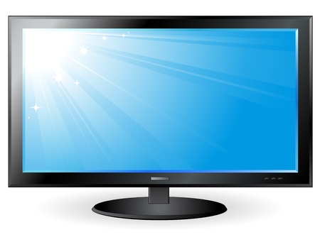 light background with blue sky, sun beam on TV plasma screenのイラスト素材