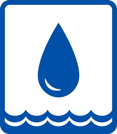 icon with blue glossy water drop and waveのイラスト素材