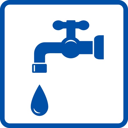    blue icon with faucet and falling water dropletのイラスト素材