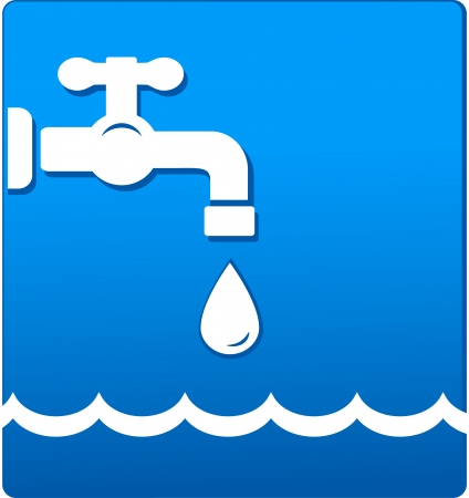    water tap with droplet and wave on blue backgroundのイラスト素材