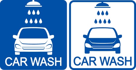  two blue car wash icons with shower headのイラスト素材