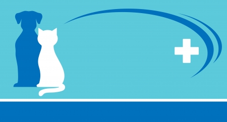  blue veterinarian background and pets silhouettes with white crossのイラスト素材