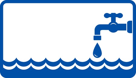 plumbing with blue water wave and tapのイラスト素材