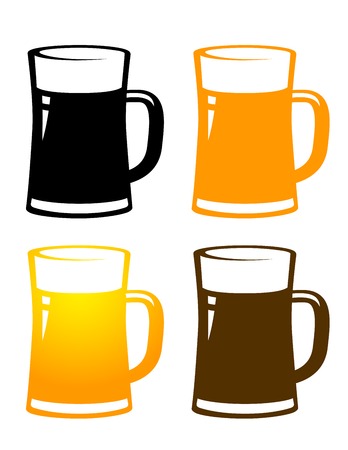 set of colorful beer mugs on white backgroundのイラスト素材