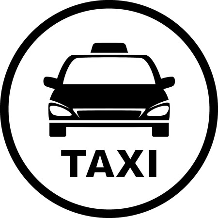 black taxi car in black round frameのイラスト素材
