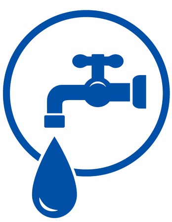 blue sign with faucet and water dropのイラスト素材