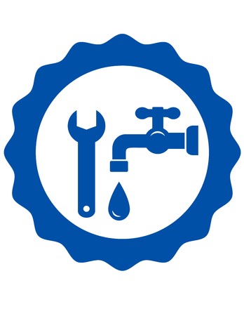 blue plumbing icon with tap and wrenchのイラスト素材