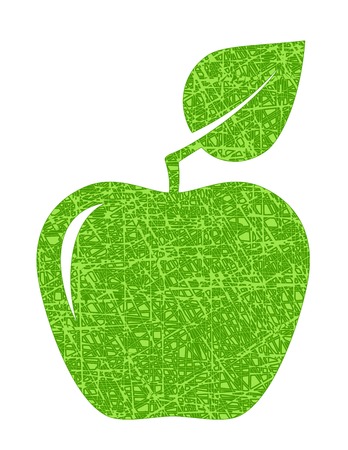 green texture apple on white backgroundのイラスト素材