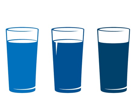 blue glass of water on white のイラスト素材