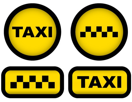yellow taxi signs set on white backgroundのイラスト素材
