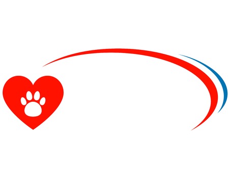 veterinarian background with red heart and pawのイラスト素材