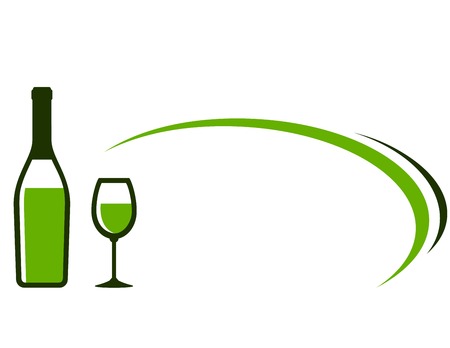 restaurant background with white wine bottle, glass icon and decorative elementのイラスト素材