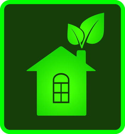 green icon of eco house with leaf and windowのイラスト素材