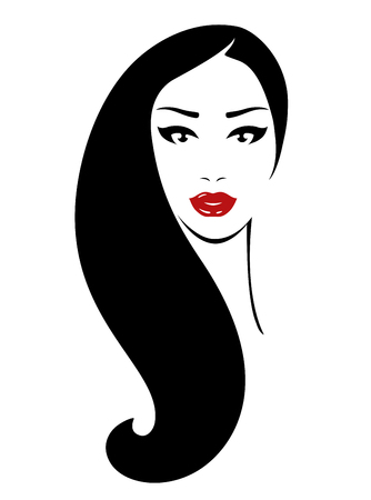 Beautiful woman with long hair vector illustrationのイラスト素材