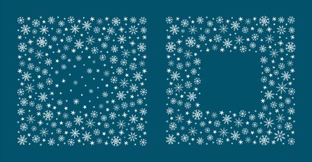 art winter frame with snowflakes on blue backgroundのイラスト素材