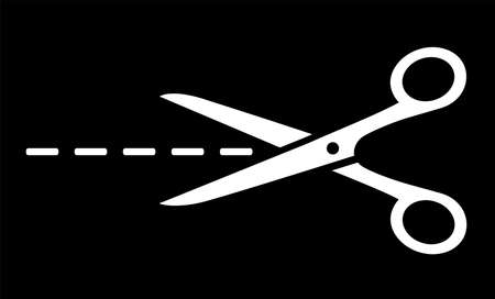 white business scissors silhouette with cut lineのイラスト素材