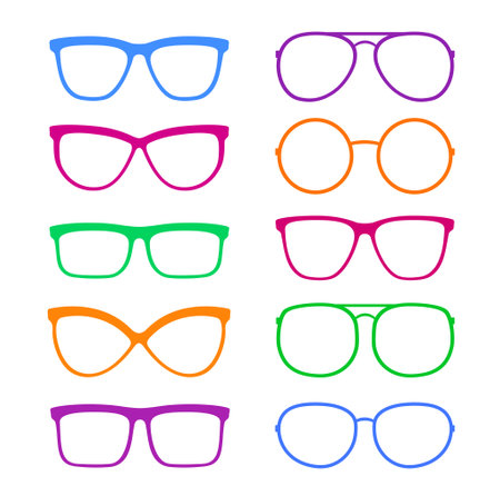 Set of colorful eyeglasses, sunglasses, glassesのイラスト素材