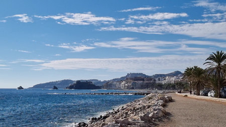 Beautiful tropical sea coast with blue skyの写真素材