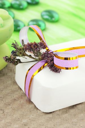 White soap with the tape with the dry colorsの写真素材