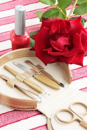 Tools for the manicure in the boxの写真素材