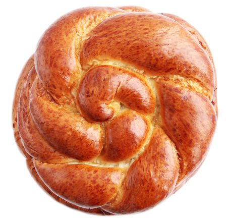 baked kalatch is isolated on the whiteの写真素材