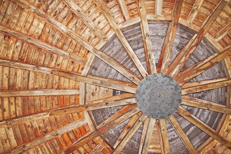 Wooden texture/ancient wooden cupola from withinの写真素材