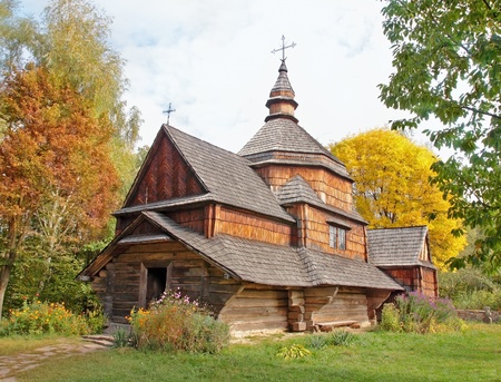 old wooden church, 19 century Kiev Ukraine の写真素材