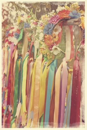 the Ukrainian traditional head-gear of the wreath / old photoの写真素材