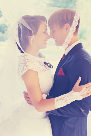Young beautiful couple in the wedding dayの写真素材