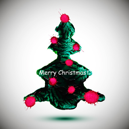 watercolor stylish Christmas tree acrylic paint. Vector illustrationのイラスト素材
