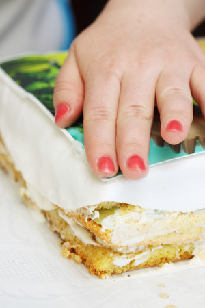 Chef stick decorative edible image on the cakeの写真素材