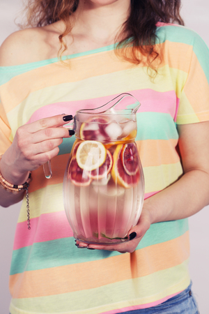 Decanter with lemonadeの写真素材