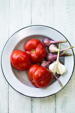 tomato on a plateの写真素材