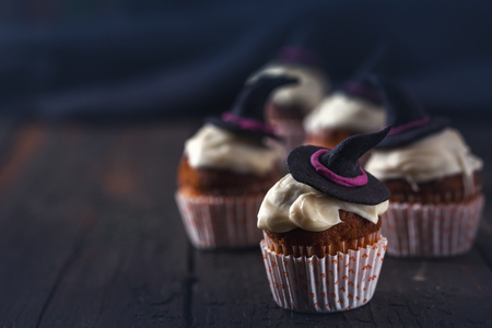 Cupcake with a witches hatの写真素材