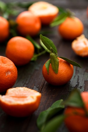 mandainas with green leavesの写真素材