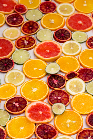 mixed citrus fruits, concept of healthy eatingの写真素材