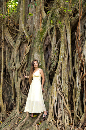 woman near a treeの写真素材