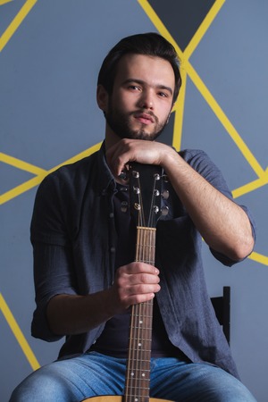 man with a guitarの写真素材