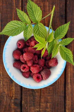 raspberries in a rustic styleの写真素材