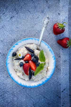 Family breakfast with strawberryの写真素材