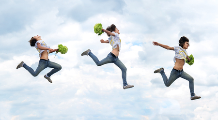 jumping boyの写真素材