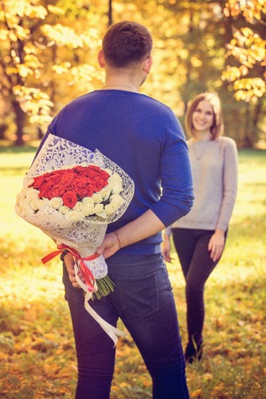 bouquet behind backの写真素材