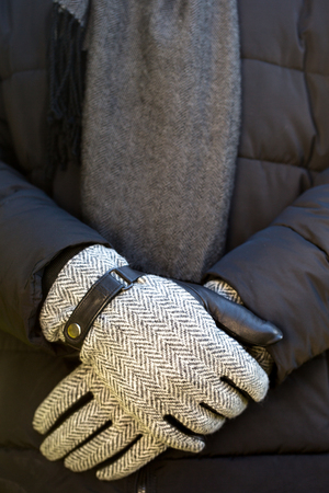 The man folded his glovesの写真素材