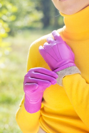 bright gloves, close-upの写真素材