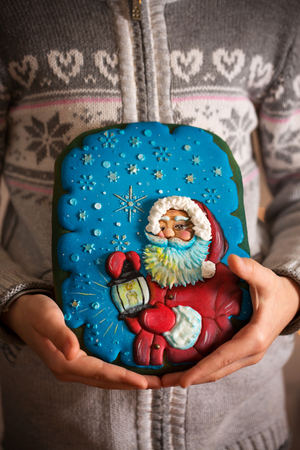 Santa on gingerbreadの写真素材