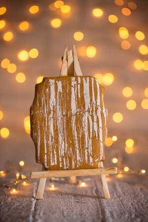 Gingerbread on wooden standの写真素材