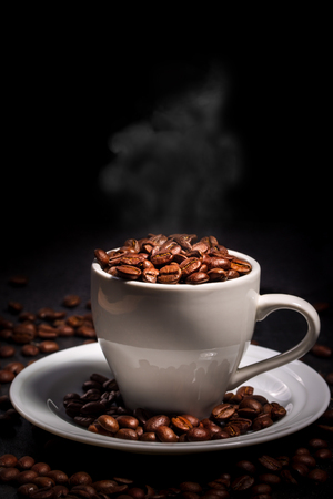hot coffee with steamの写真素材
