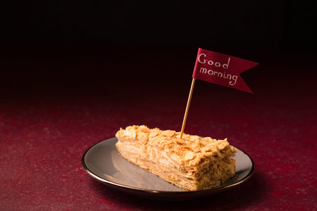 slice of delicious napoleon cake good morning wishes
